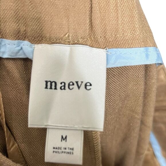 Anthropologie Maeve Avery Trousers Women’s Medium Tan Wide Leg Linen Blend - Picture 11 of 13